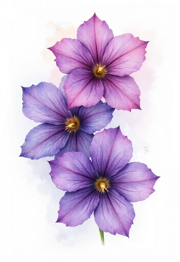 30 February Flower Tattoo Ideas with Birth Month Beauty - 2. Watercolor Violet Blooms