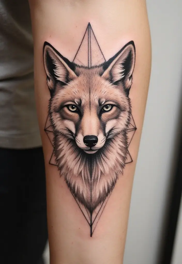 30 Fox Tattoos for Women That Highlight Feminine Energy - 2. Geometric Fox Tattoo