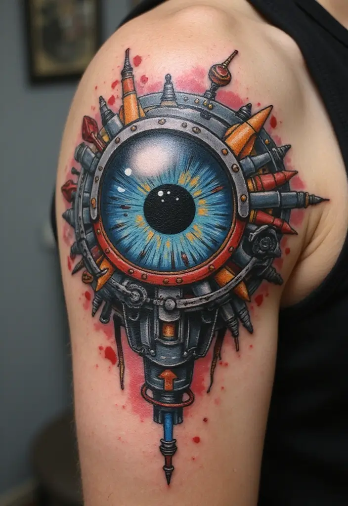 30 Futuristic Mech Tattoo Inspirations for Sci-Fi Fans - 2. Cybernetic Eye Tattoo