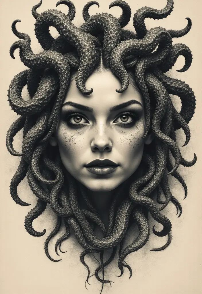 30 Medusa Tattoos for Females with Bold and Fierce Symbolism - 2. Fierce Gaze