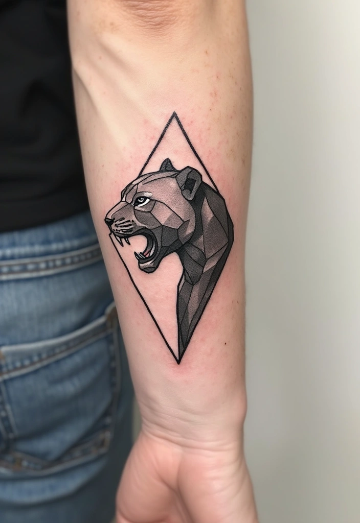 30 Panther Tattoo Designs That Represent Power and Mystery - 2. Geometric Panther