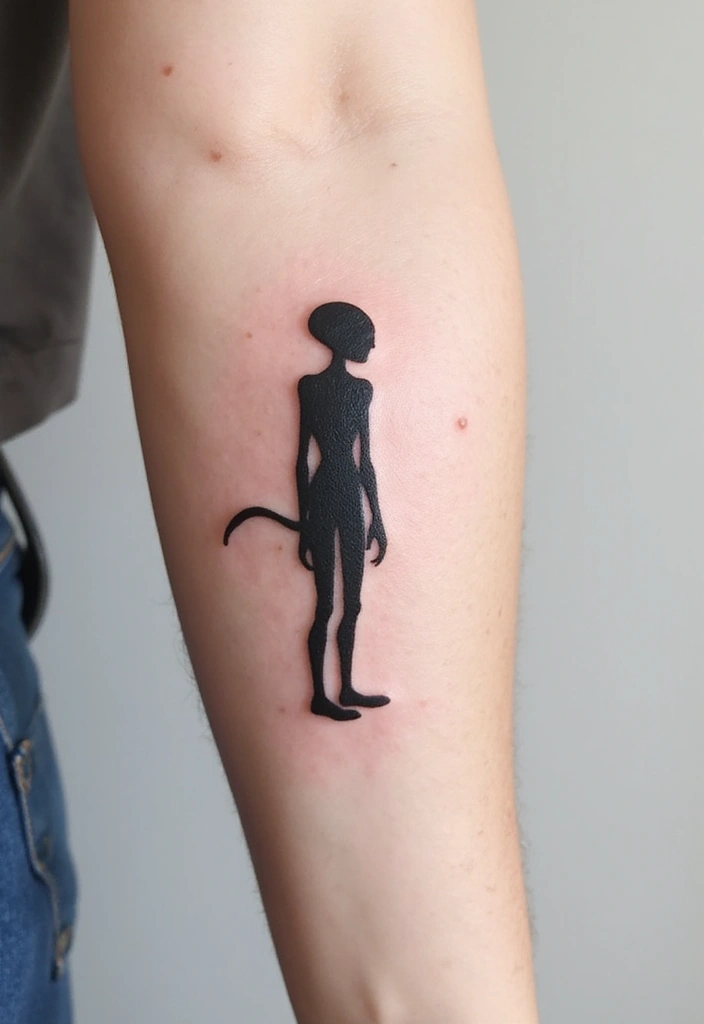 30 Realistic Alien Tattoo Inspirations That Look Out of This World - 2. Minimalist Alien Silhouettes