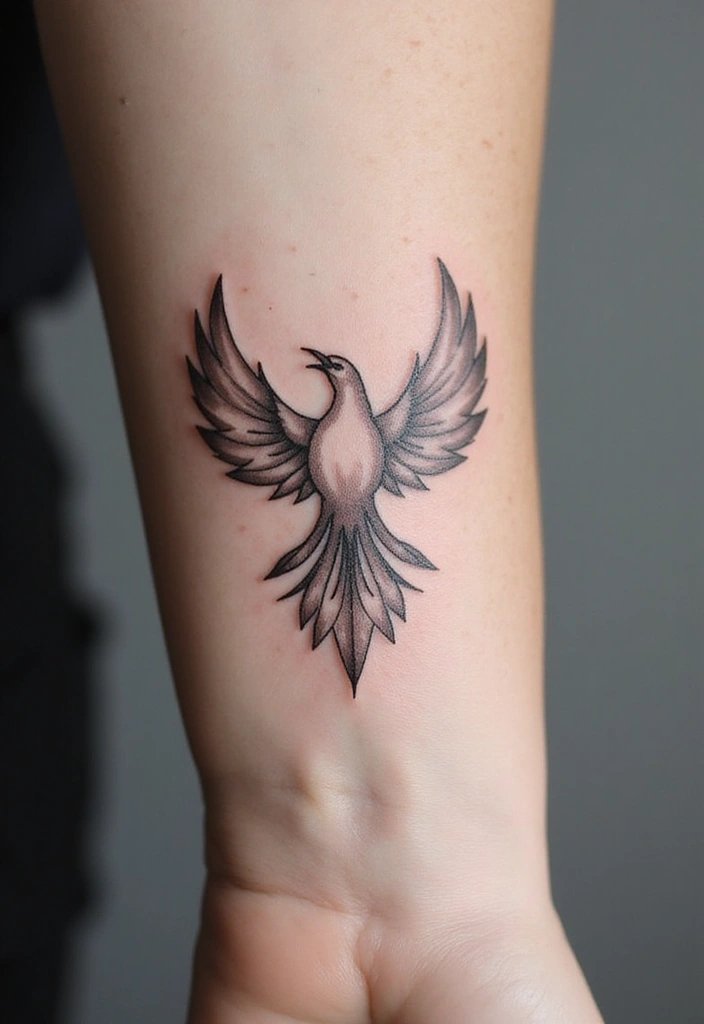 30 Rise of the Phoenix Tattoos That Symbolize Rebirth - 2. Minimalistic Phoenix Tattoo