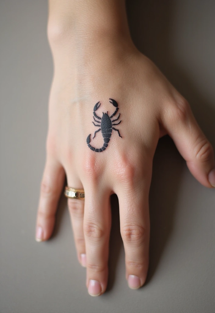 30 Scorpion Tattoo on Hand Meaning and Bold Designs - 2. Minimalist Scorpion Tattoos: Subtle Yet Striking