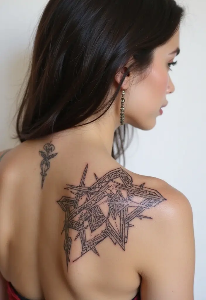 30 Shoulder and Back Tattoos for Women That Look Stunning - 2. Geometric Patterns