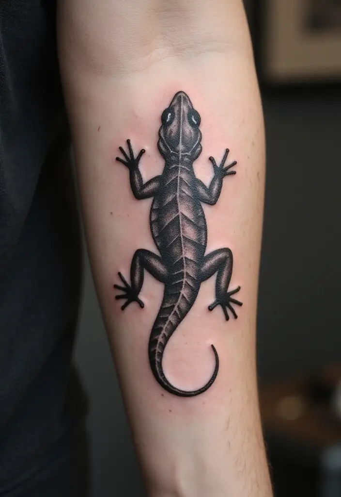 30 Small Lizard Tattoo Designs That Look Unique - 2. Geometric Lizard Design