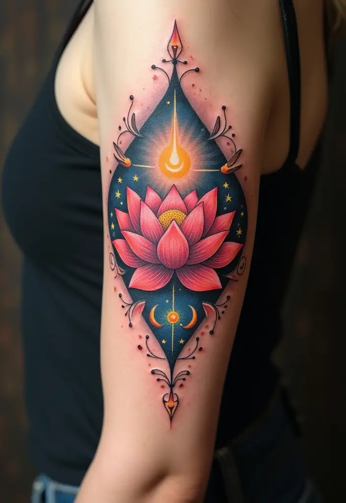 30 Strength Lotus Flower Tattoo Meaning and Designs - 2. Spiritual Awakening: Connection to Higher Self
