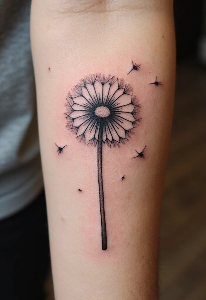 30 Symbolism of a Dandelion Tattoo with Stunning Designs - 2. Resilience and Strength