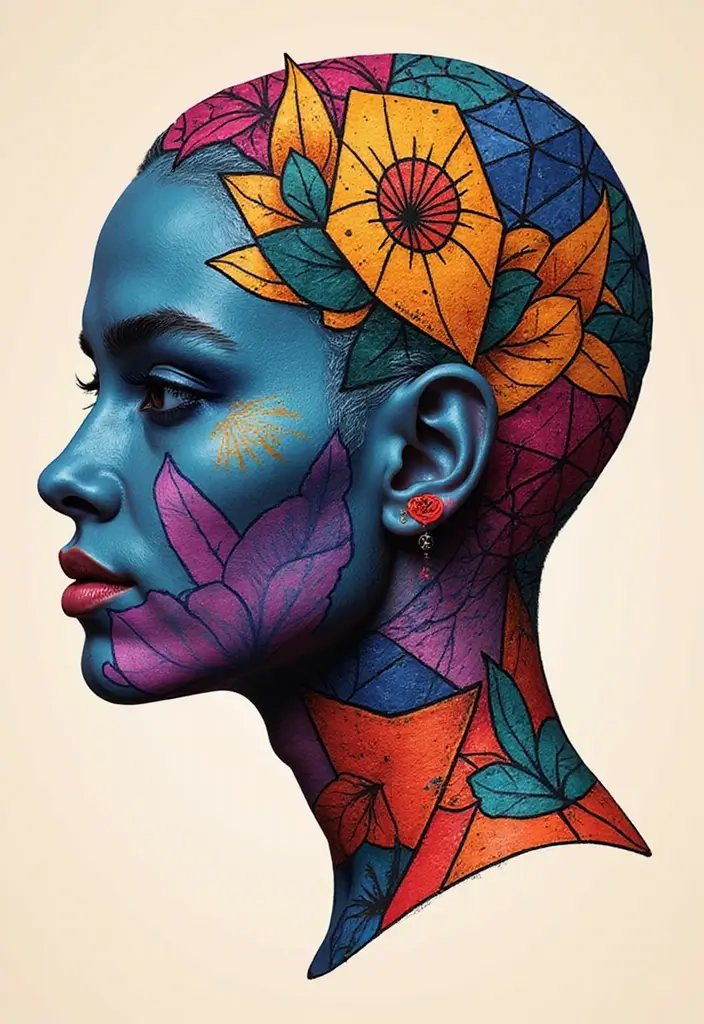 30 Bold Tattoo Head Designs That Stand Out - 2. Abstract Geometric Shapes