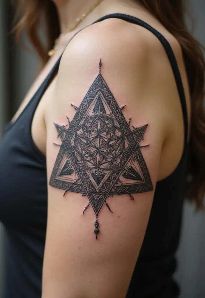 30 Triangle Tattoos for Guys That Carry Symbolic Meaning - 2. The Sacred Geometry Triangle