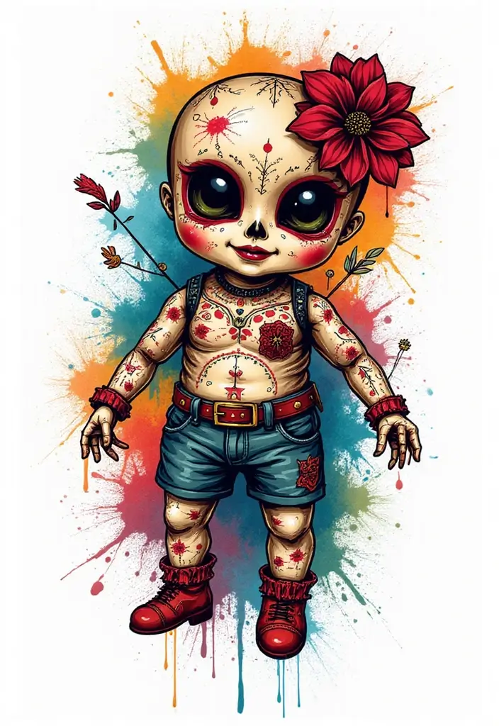 30 Voodoo Doll Tattoos with Dark and Mysterious Designs - 2. Abstract Voodoo Art