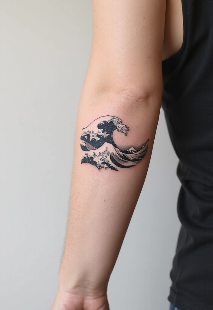 30 Wave Tattoo Sleeve Ideas That Make a Bold Statement - 2. Minimalist Wave Lines
