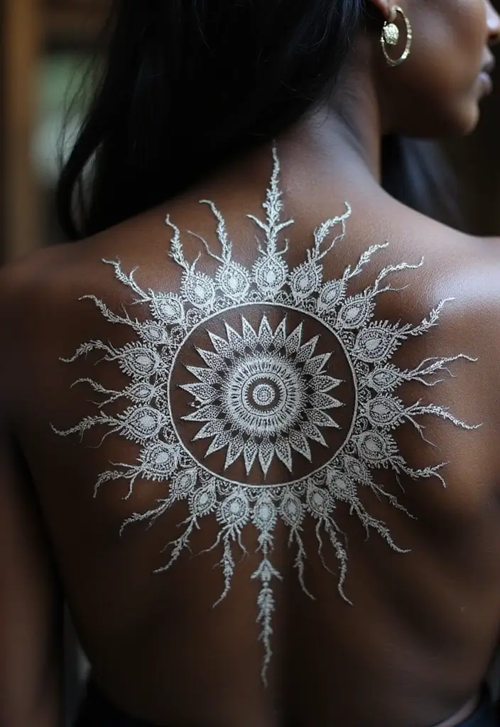 30 White Ink Tattoo Ideas on Dark Skin That Stand Out - 2. Mandala Magic