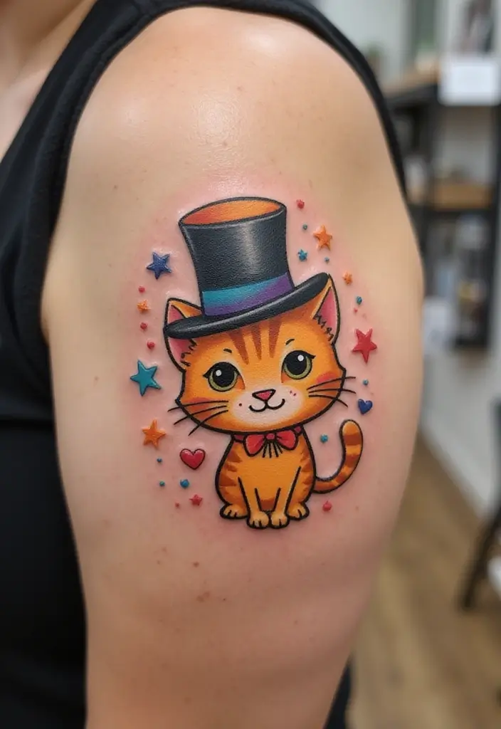 30 Cartoon Tattoo Ideas That Are Fun and Creative - 30. Cartoon Animals in Hats