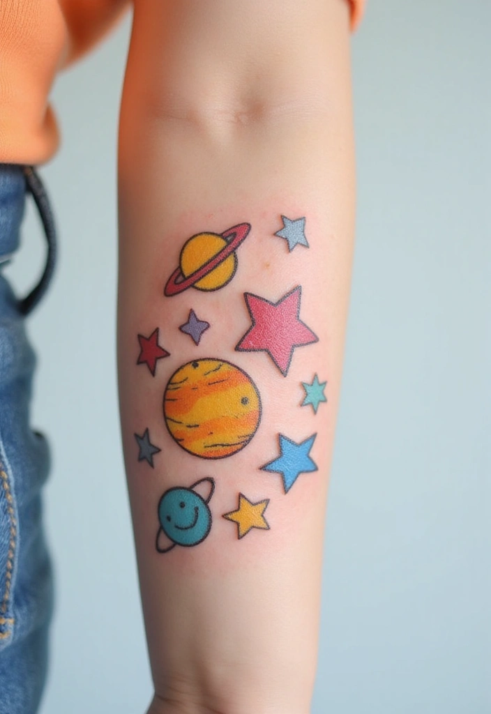 30 Celestial Star Tattoo Inspirations Full of Magic - 30. Celestial Tattoo for Kids