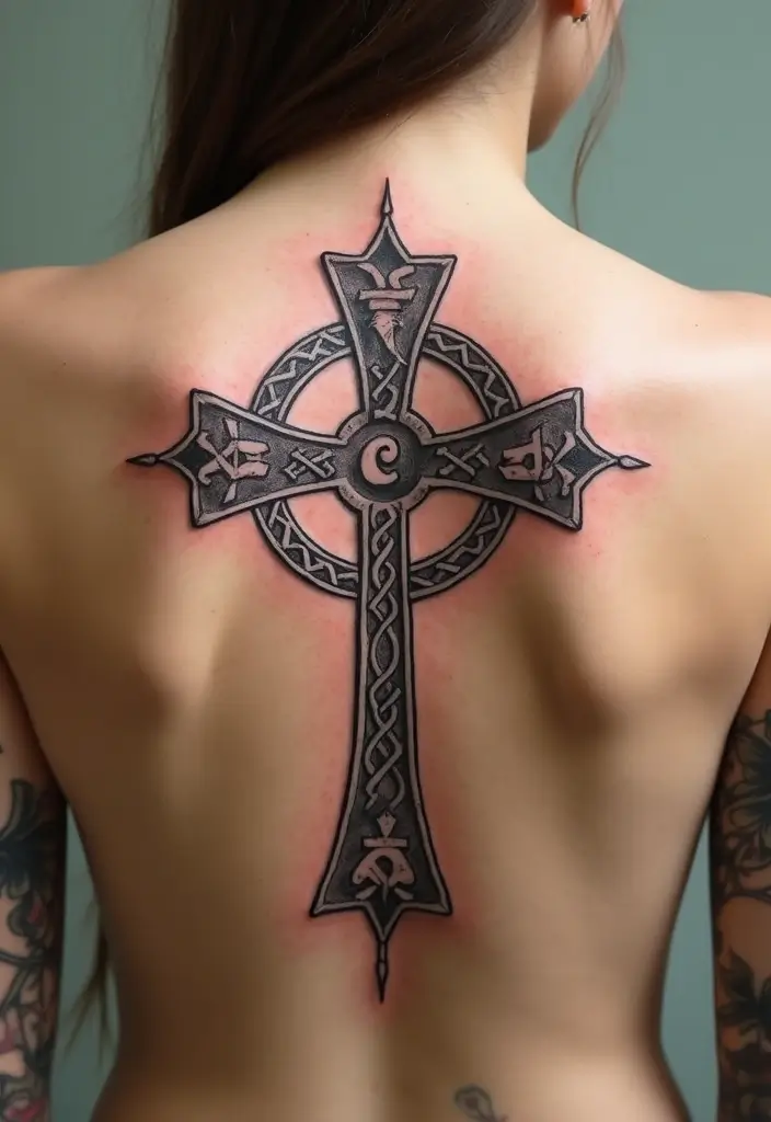 30 Celtic Cross Tattoos with Deep Spiritual Significance - 30. Celtic Cross with a Personal Touch