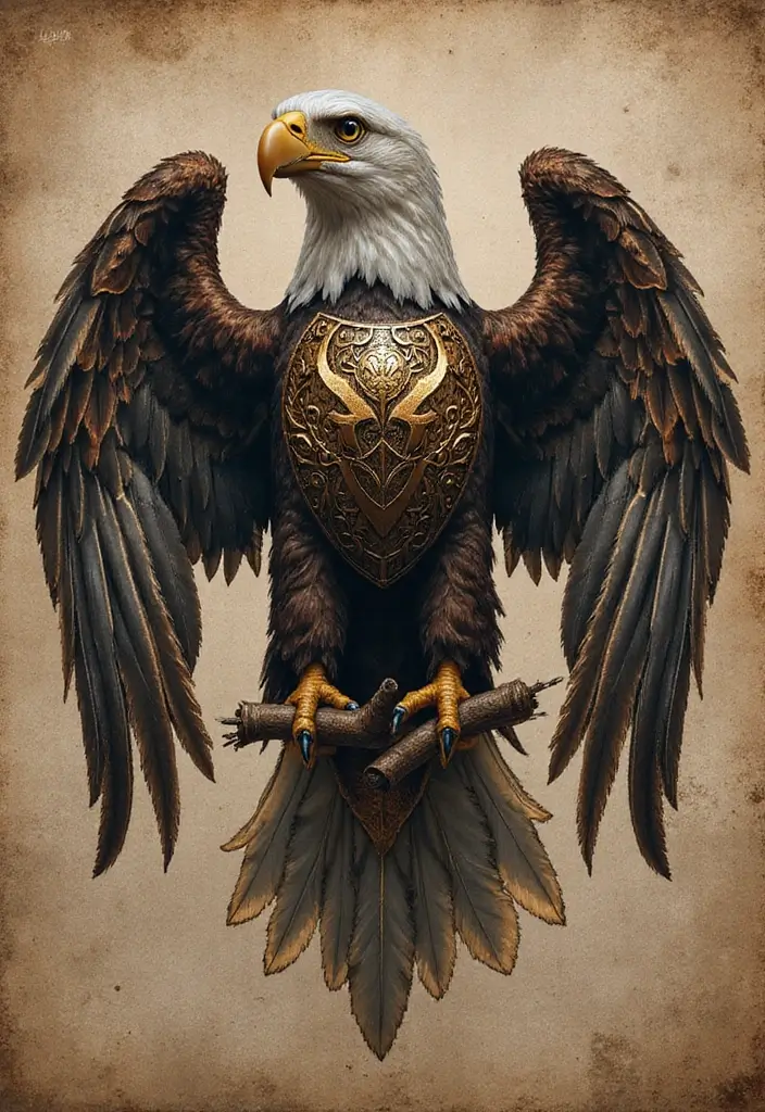 30 Eagle Tattoo Ideas That Represent Power and Courage - 30. Eagle with a Shield of Armor