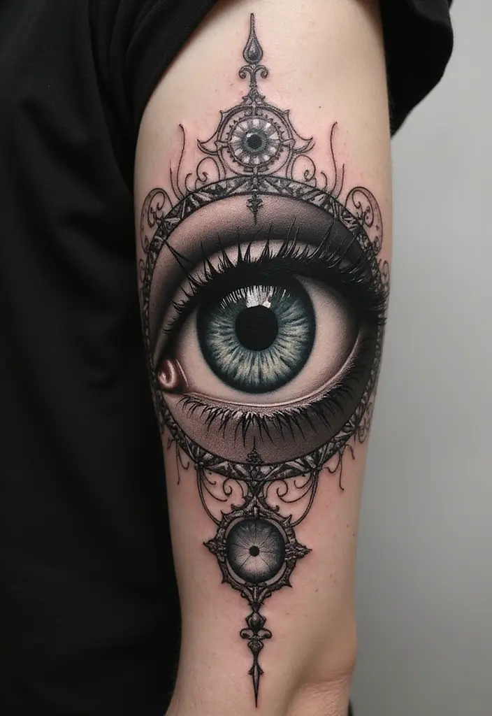 30 Evil Eye Tattoo Designs for Protection and Style - 30. The Layered Evil Eye