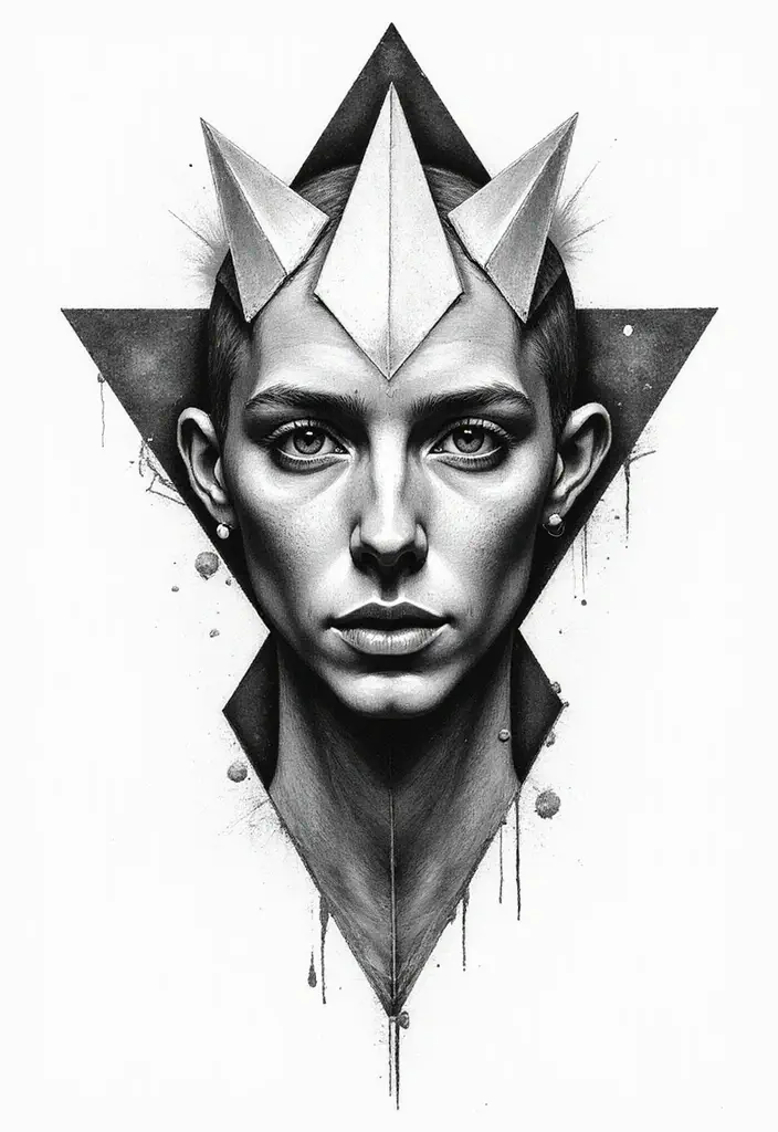 30 Geometric Head Tattoo Ideas for Bold Expression - 30. Geometric Portraits