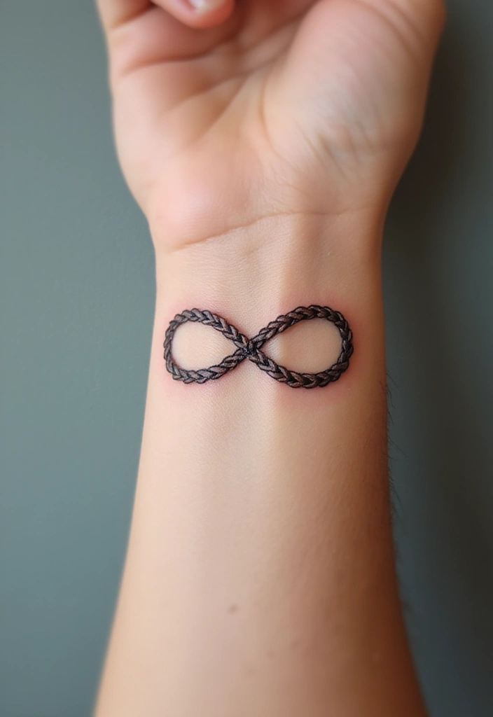 30 Infinity Friendship Tattoo Ideas for Everlasting Bonds - 30. Infinity with a Braid