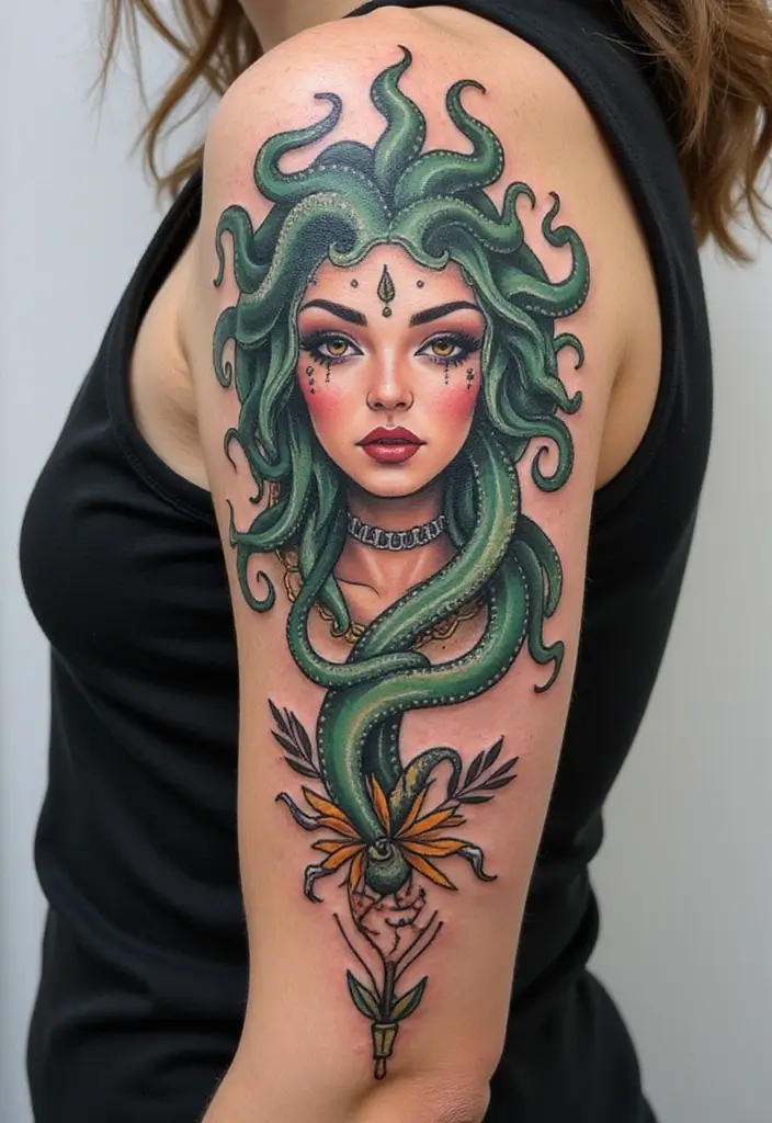30 Medusa Tattoos for Females with Bold and Fierce Symbolism - 30. Personalized Medusa Tattoos
