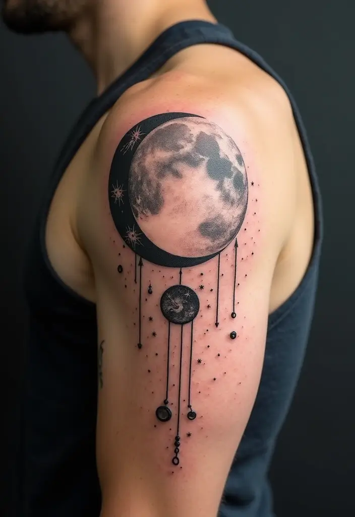 30 Moon Tattoos for Men That Radiate Power and Mystery - 30. Moonlit Zodiac Tattoo
