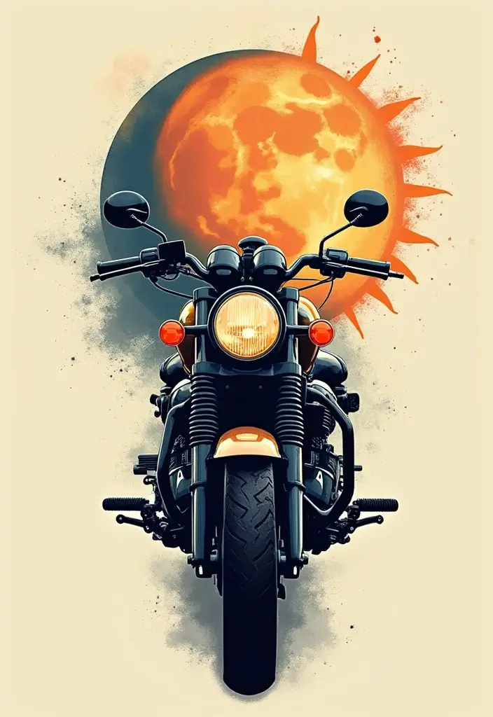 30 Motorcycle Tattoo Ideas for Riders and Enthusiasts - 30. Motorcycle and Sun/Moon Combinations