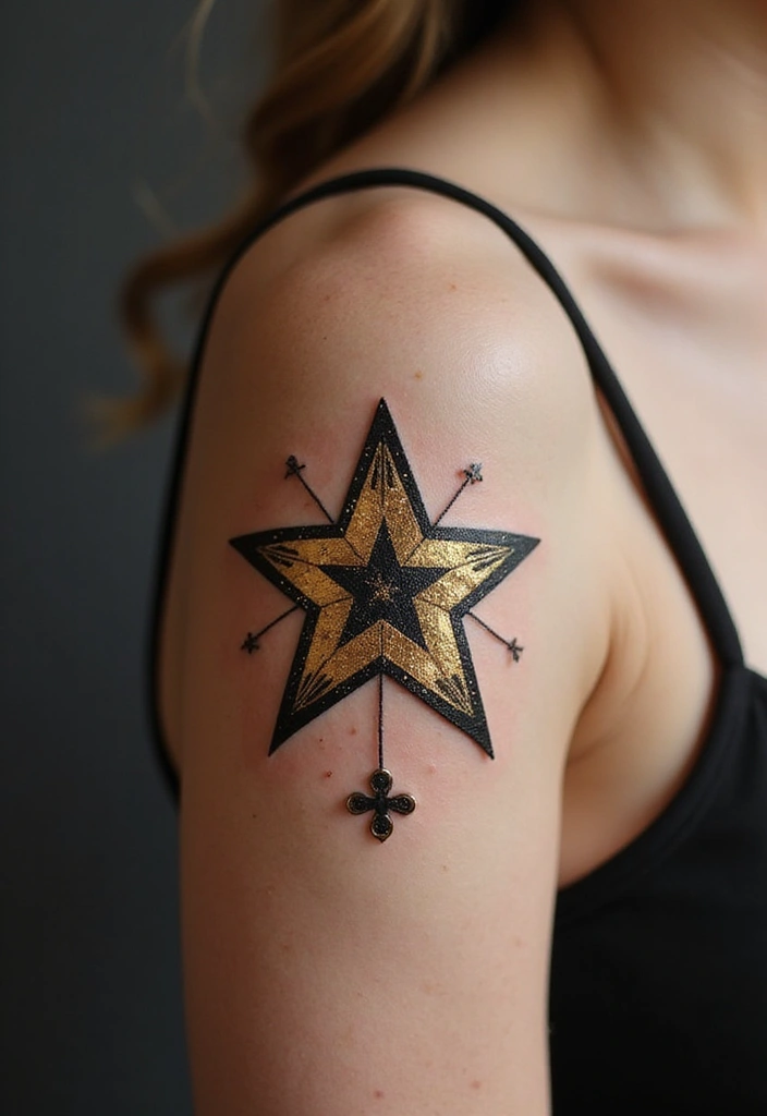 30 September Birth Flower Tattoo Ideas with Meaning - 30. Aster with a Touch of Gold
