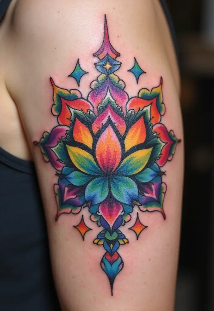 30 Strength Lotus Flower Tattoo Meaning and Designs - 30. Celebration of Differences: Embracing Diversity