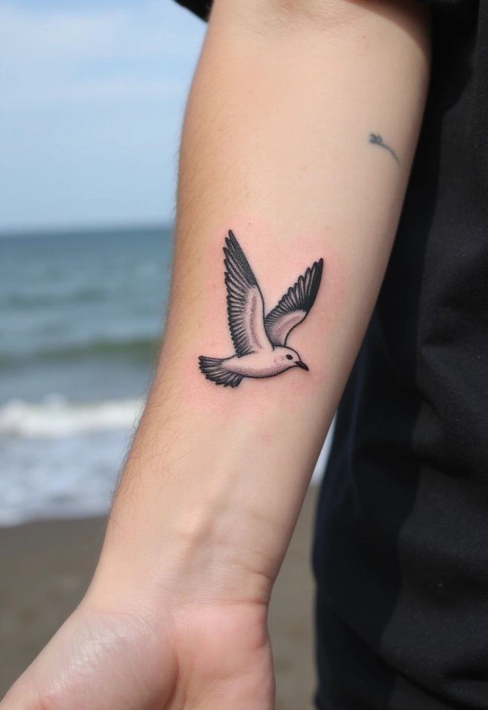 30 Symbolic Bird Tattoos with Powerful Messages - 30. The Joyful Seagull