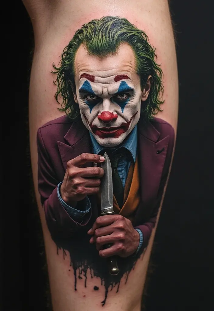 30 The Joker Tattoo Meaning and Unique Designs - 30. The Joker with His Knife