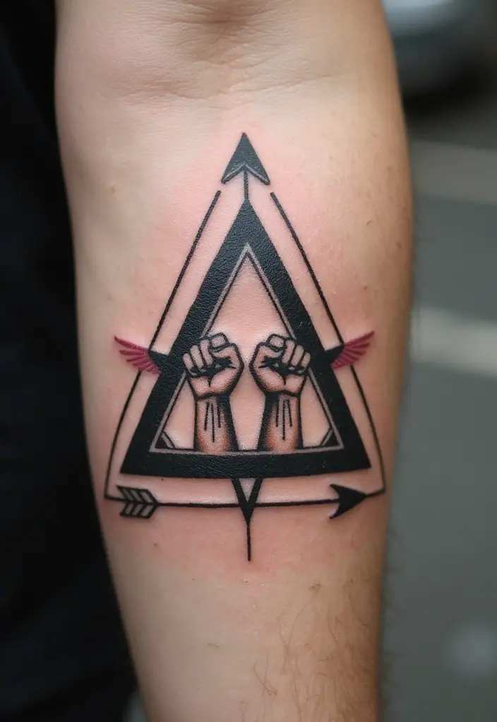 30 Triangle Tattoos for Guys That Carry Symbolic Meaning - 30. The Empowerment Triangle