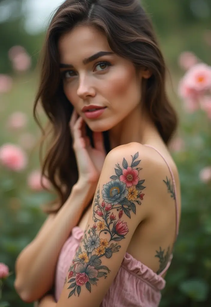 30 Women’s Feminine Arm Tattoos That Look Stylish - 30. Floral Zodiac Signs