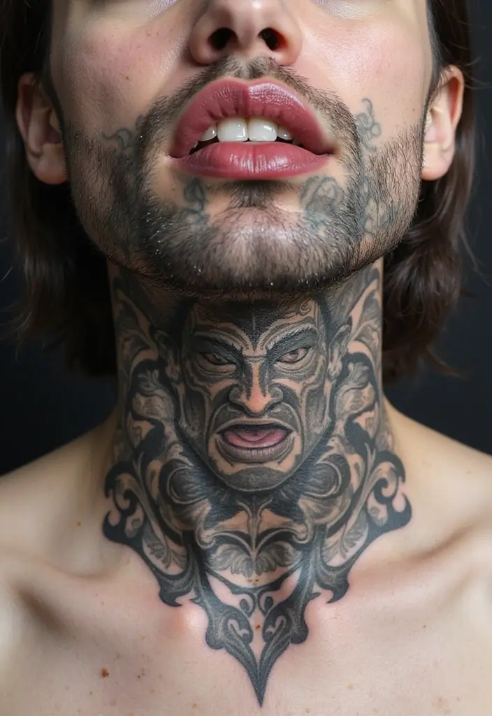 30 Women's Throat Tattoos That Are Edgy and Elegant - 30. Unique Combinations