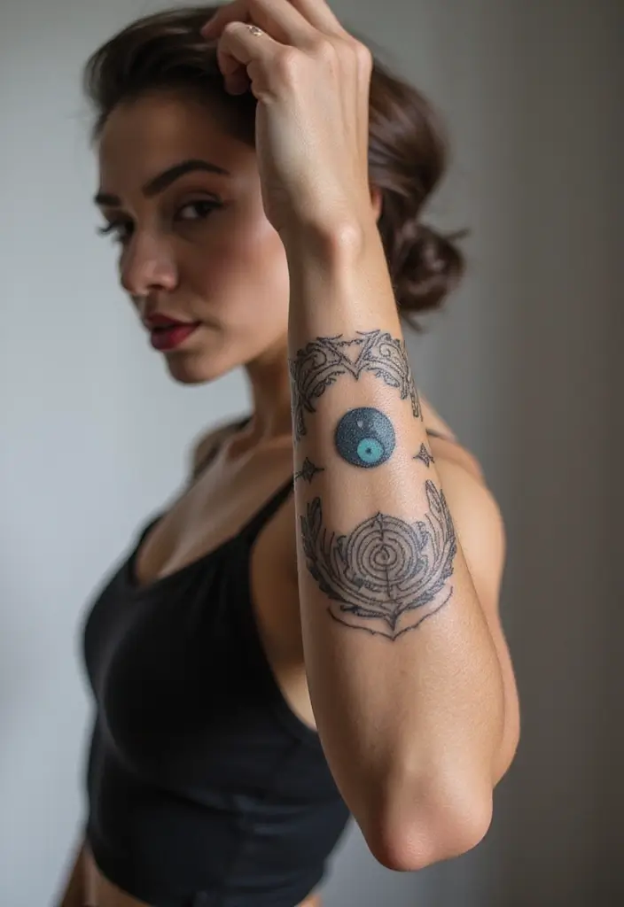 30 Yin Yang Wrist Tattoo Ideas for Balance and Harmony 30 30 Yin Yang Wrist Tattoo Ideas for Balance and Harmony - 30. Yin Yang with Labyrinth