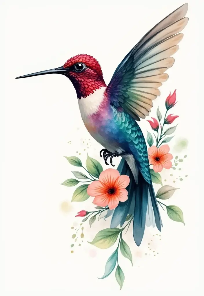 30 3D Hummingbird Tattoos That Feel Lifelike - 3. Watercolor Wonder