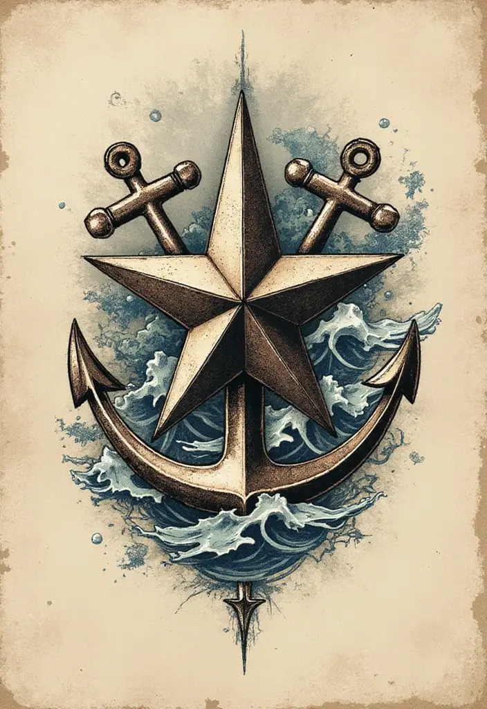 30 Beach Tattoos for Guys with Laid-Back and Cool Vibes - 3. Nautical Star