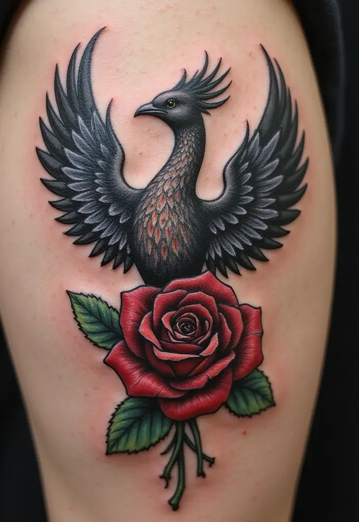 30 Black Rose Tattoo Meaning and Design Inspirations - 3. The Rebirth of the Black Rose