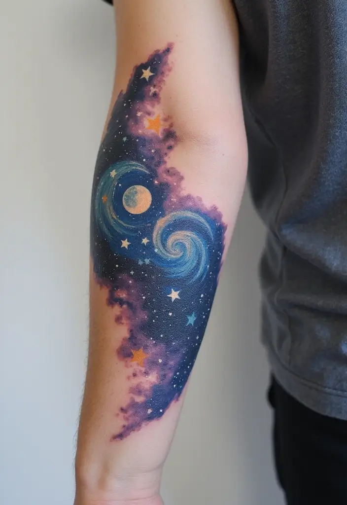 30 Celestial Star Tattoo Inspirations Full of Magic - 3. Starry Night Tattoos