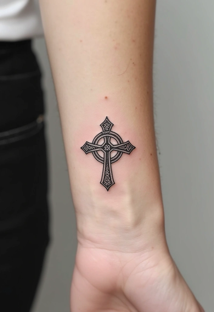 30 Celtic Cross Tattoos with Deep Spiritual Significance - 3. Minimalist Celtic Cross