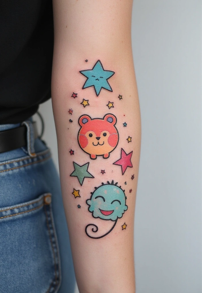 30 Colorful Arm Tattoos That Pop with Style - 3. Whimsical Whirls