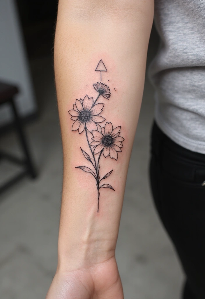 30 Colorful Daisy Tattoo Inspirations Full of Joy - 3. Geometric Daisy Designs