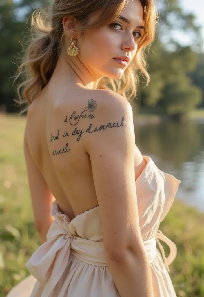 30 Dandelion Tattoo on Shoulder Ideas That Inspire Freedom - 3. Dandelion with Personalized Quote