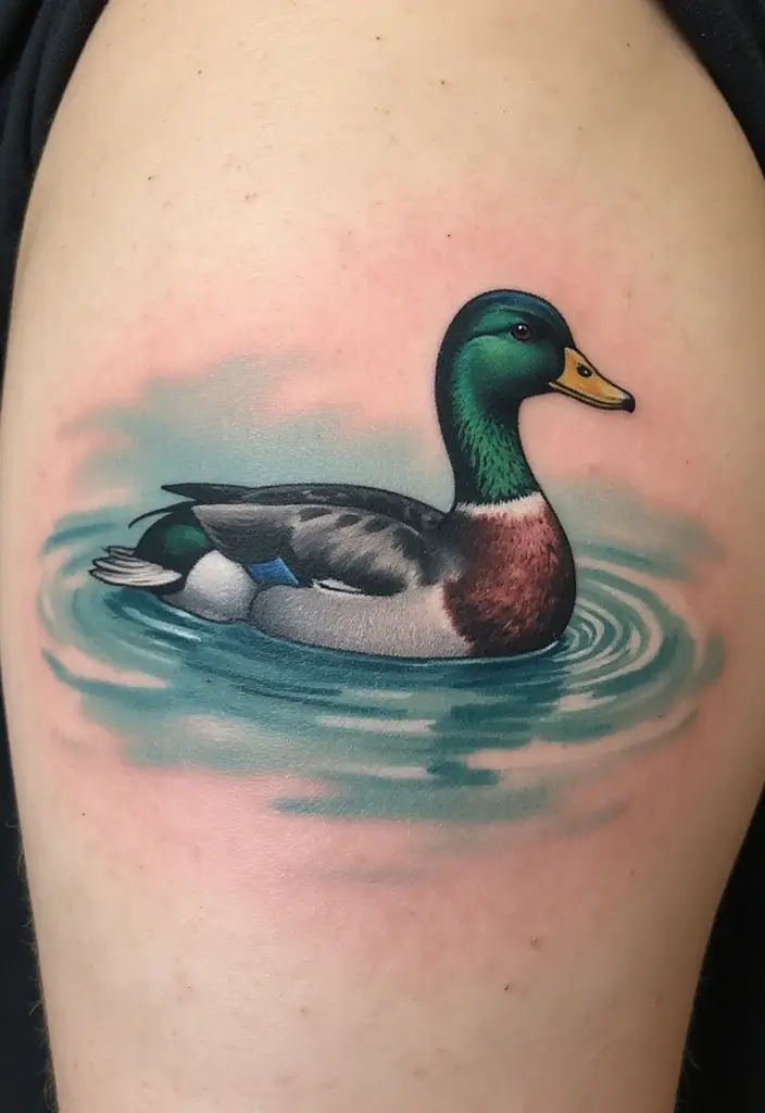 30 Duck Tattoo Meaning and Creative Designs - 3. Embracing Tranquility