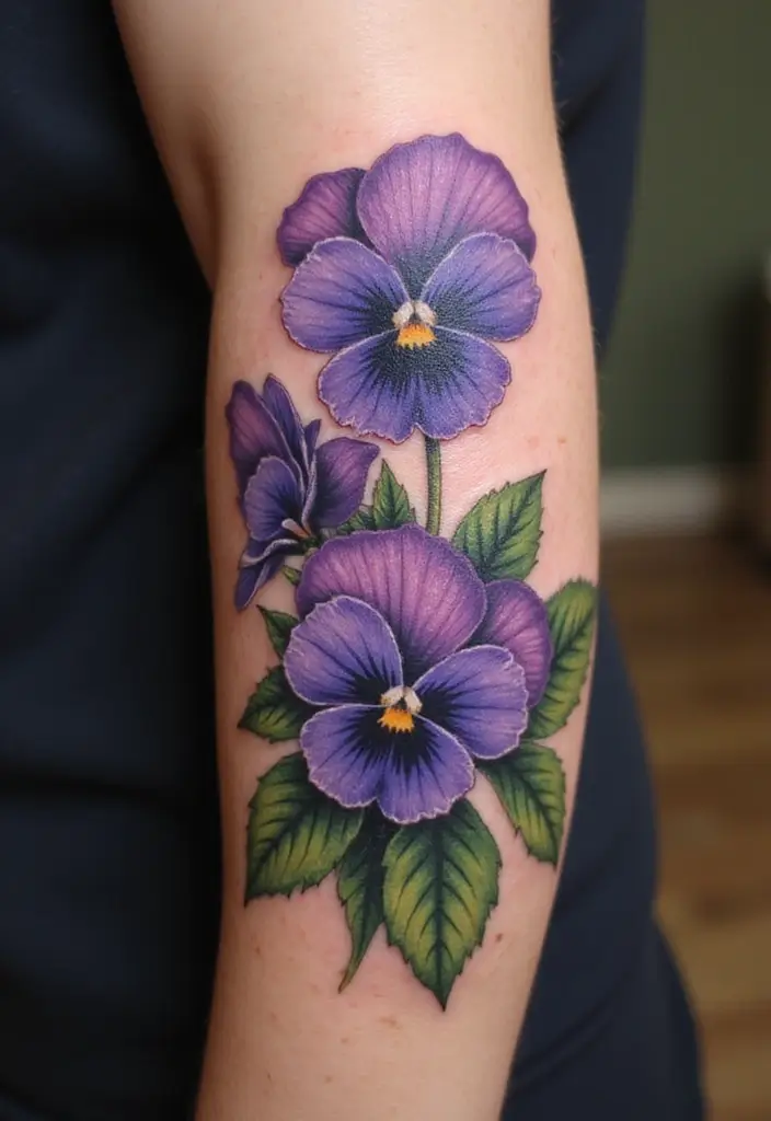 30 February Flower Tattoo Ideas with Birth Month Beauty - 3. Realistic Violet Portrait