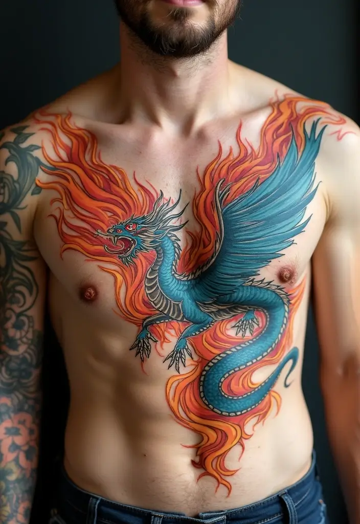 30 Full Chest Tattoos for Men with Powerful Visual Impact - 3. Mythological Creatures