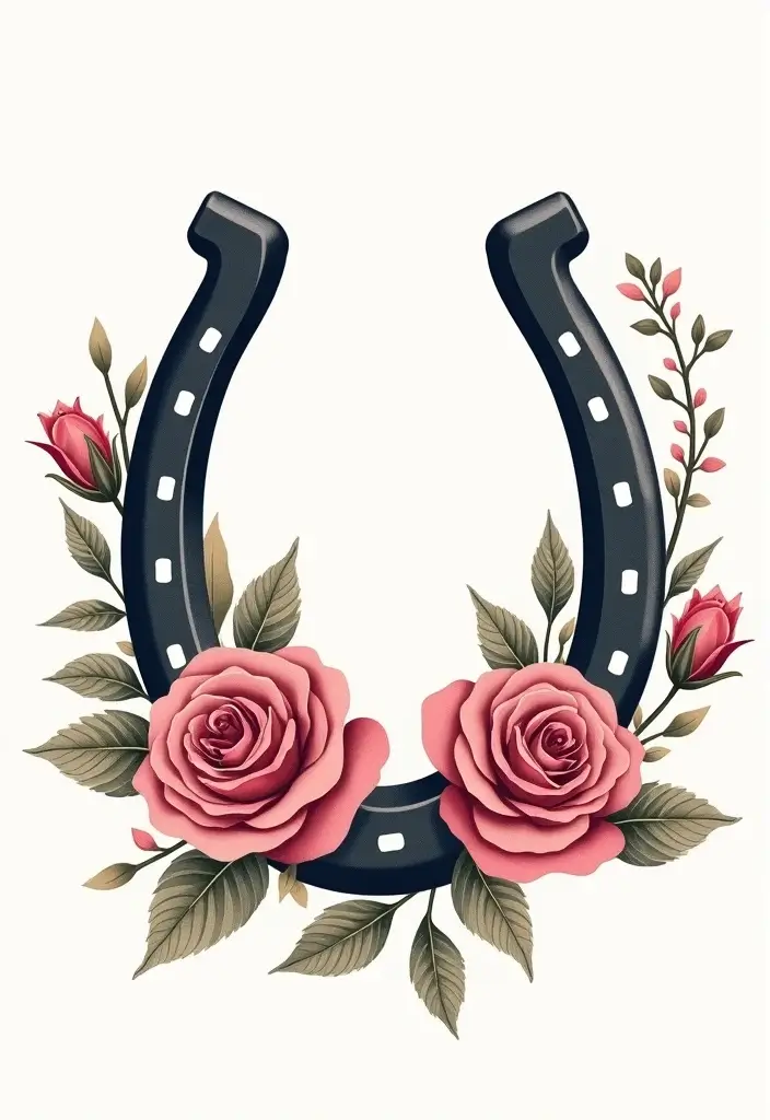 30 Horse and Horseshoe Tattoos for Luck and Freedom - 3. Horseshoe with Floral Accents