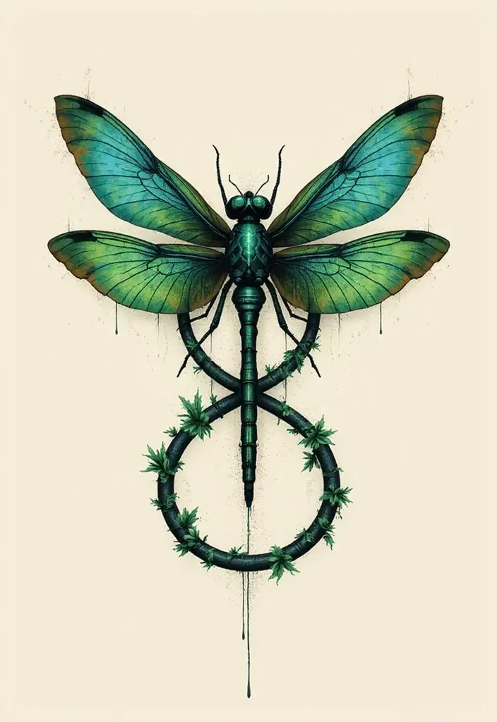 30 Infinity Dragonfly Tattoo Designs with Meaning - 3. Infinity Loop with Dragonfly Wings