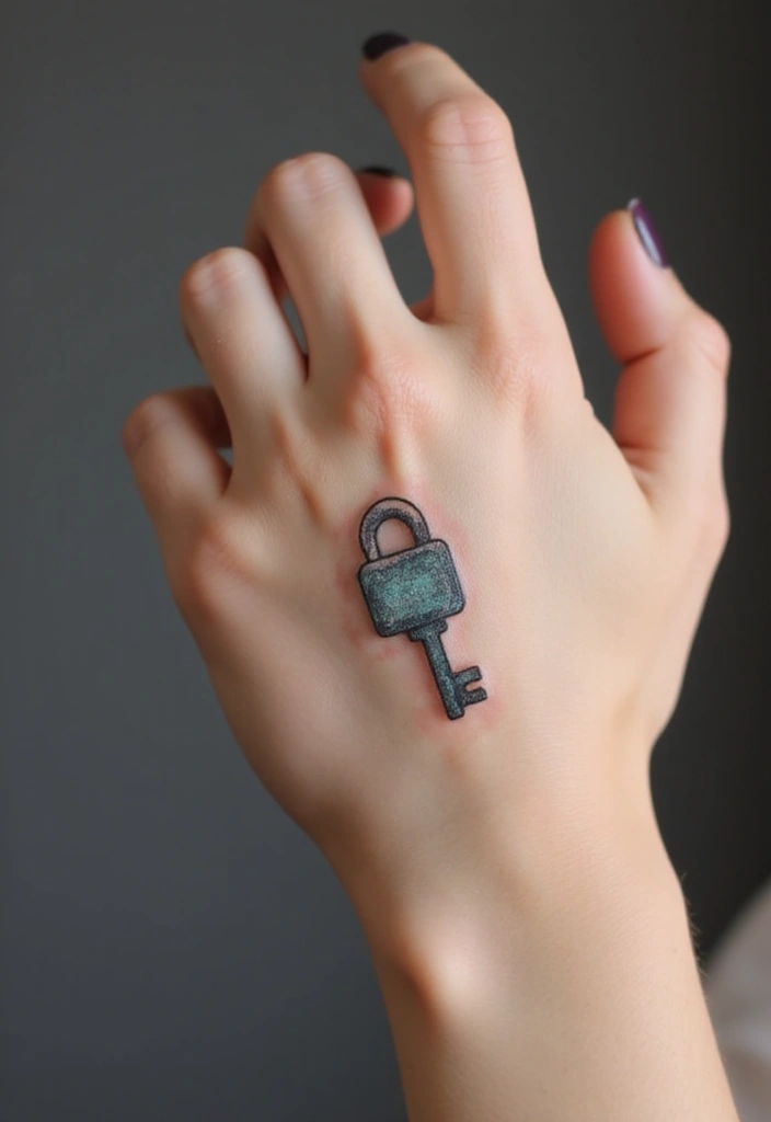 30 Key Lock Tattoo Ideas Symbolizing Love and Mystery - 3. Modern Minimalist Key Lock