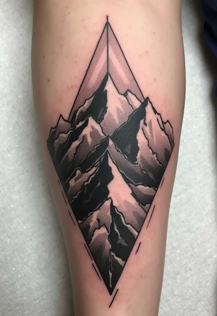 30 Mountain Tattoos for Men That Capture Adventure Spirit - 3. Geometric Mountains
